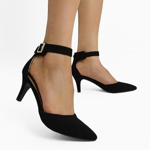 DREAM PAIRS Kitten Heel Low Heel for Women Closed Pointed Toe Pumps - Picture 1 of 3